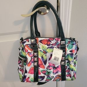 NWT Betsey Johnson "Butterflies are Free" Large Satchel in White